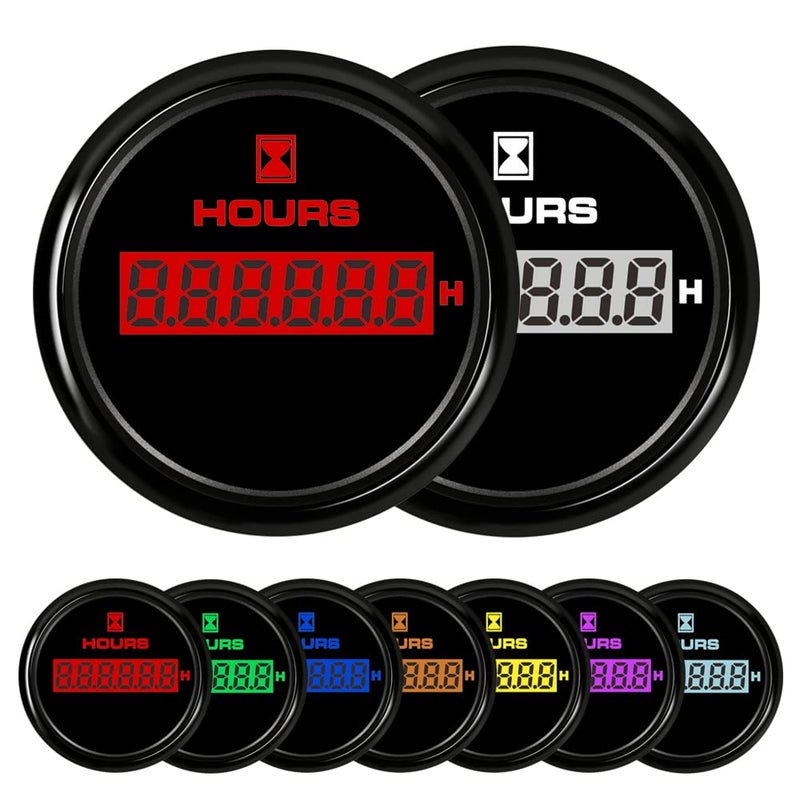 DunkTeam 52mm(2") Hour Meter Hour Gauge Timer Gauge 7 Color Backlight for Marine Boat Car Motorcycle 9-32V Waterproof IP68 - Image 1